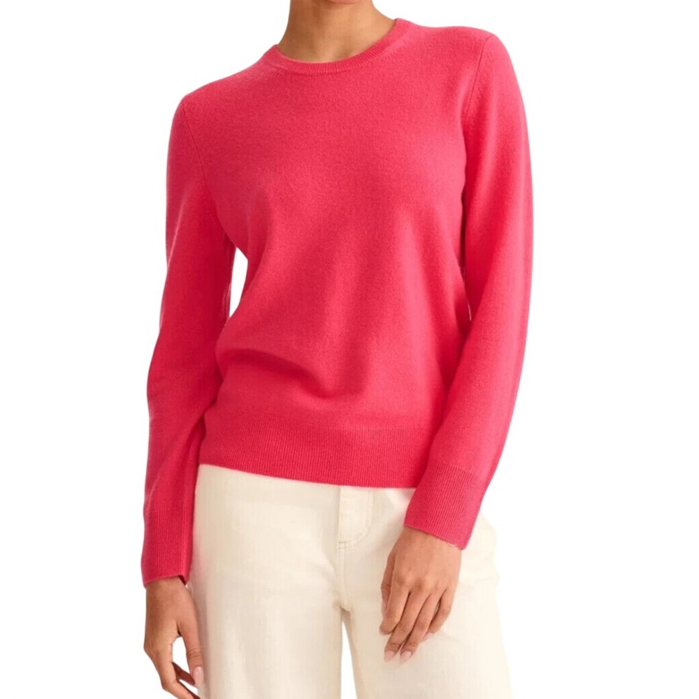 NAADAM 100% Cashmere Sweater Pop Pink Crewneck Womens Small EUC